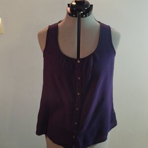 Mine Navy Gold Buttons Lacy Tank Top Sz M